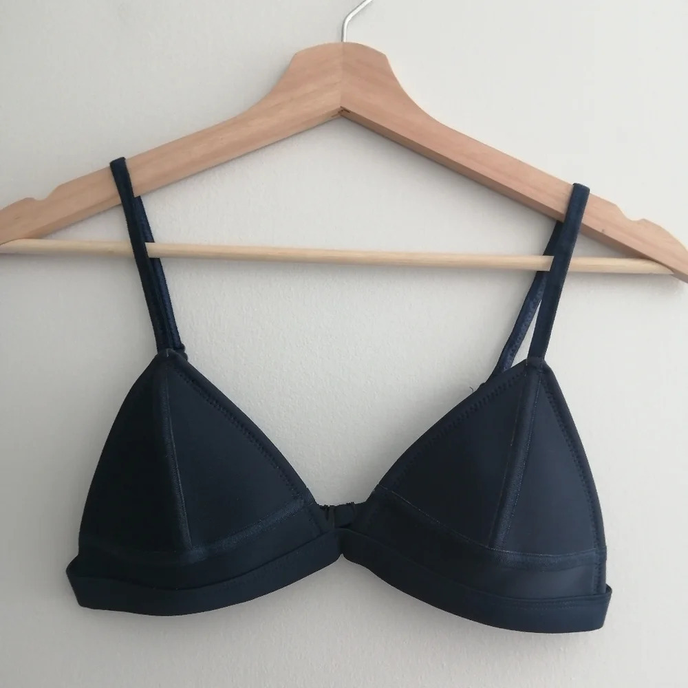 Triangl Swimwear Navy Neoprene Bikini Top Triangle Cups Small *Top Only* - Picture 2 of 13